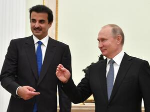 Emir of Qatar Sheikh Tamim bin Hamad Al-Thani (L) speaks with Russian President Vladimir Putin during their meeting at the Kremlin in Moscow on July 15, 2018.
Yuri KADOBNOV / POOL / AFP