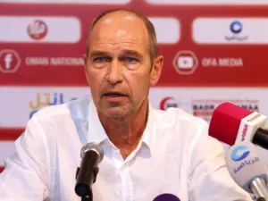 Dutch coach Peter Tim Verbeek, known as Pim Verbeek, speaks during a press conference after signing a contract to coach the Omani national football team in Muscat on December 13, 2016.
MOHAMMED MAHJOUB / AFP