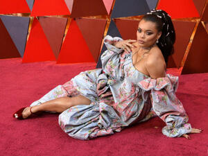 Singer Andra Day arrives on the red carpet for the Academy Awards.  (Source: Jim Ruymen/UPI)