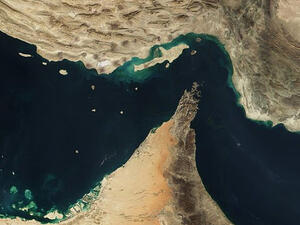 An aerial view of the strategic Strait of Hormuz. (File photo) An aerial view of the strategic Strait of Hormuz. (File photo)