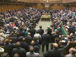 A video grab from footage broadcast by the UK Parliament’s Parliamentary Recording Unit via Parliament TV on August 29, 2013 shows a general view of the House of Commons during the debate about a response to the situation in Syria in central London on August 29, 2013. AFP PHOTO / PRU 