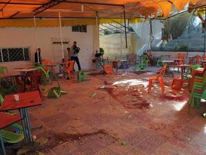 Damascus University cafeteria after an alleged mortar attack (AFP Photo SANA)