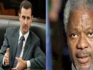  الاسد يلتقي الموفد الخاص للامم المتحدة والجامعة العربية المكلف بالملف السوري كوفي انان