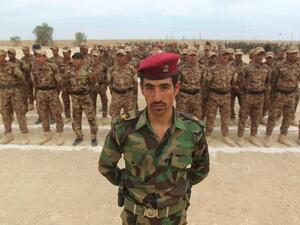 Sunni volunteers in the mainly Shiite Popular Mobilization forces take part in training exercises on May 8, 2015.  (AFP/Ahmad al-Rubaye)