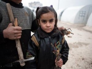 سوريون يجمعون حطبا وجذور للتدفئة في مخيم بالقرب من مدينة اعزاز شمالا/أ.ف.ب