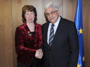 Palestinian Presidents meets with European Union Foreign Policy Chief Catherine Ashton on Thursday ahead of peace talks