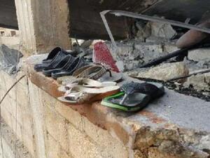 منزل مدمر في قرية معبطلي كانت تسكنه عائلة مؤلفة من خمسة أشخاص