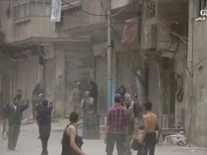 مسلحون في شوارع الغوطة الشرقية/ ارشيفية