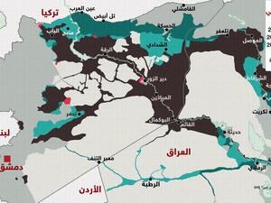 خريطة توضح مواقع سيطرة داعش في سوريا
