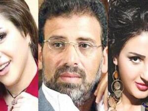 المخرج والبرلماني الشهير خالد يوسف، مع الفنانتين منى فاروق وشيماء الحاج