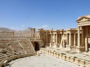 A general view shows the theater of the ancient Syrian city of Palmyra, after government troops recaptured the UNESCO world heritage site from Daesh on March 27, 2016. (AFP/Maher Al Mounes)