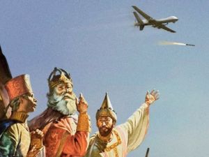 An alternative Christmas campaign from Doctors of the World shows biblical figures trapped amid the bombs of wartime Syria. (Doctors of the World)