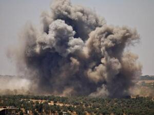 Smoke rises above opposition held areas of Daraa during airstrikes by Syrian regime forces on June 26, 2018. (Mohamad ABAZEED/AFP)