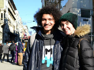 US citizen Ella Wind seen with her fiance Feras, a Syrian national, in Istanbul. (Twitter/DPA)