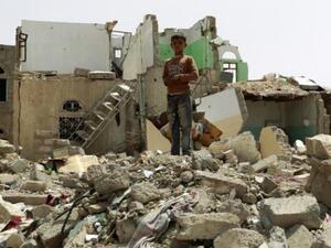 A Yemeni child walks through the rubble of a building hit by a Saudi airstrike. (AFP/File) A Yemeni child walks through the rubble of a building hit by a Saudi airstrike. (AFP/File)