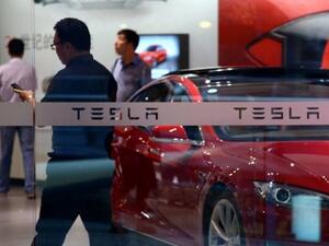 A Tesla showroom in Beijing, China. (AFP/Wang Zhao)