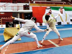 Tunisian Azza Besbes will duel with Dutch teenager Marleen Buitenhuis for the women’s sabre senior individual gold at NAS fencing in the final tomorrow at NAS Sports Complex. (Photo: Gulf News)