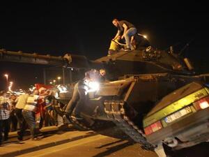 A tank rolls down a major street in Ankara during the attemped coup on July 15. (AFP/File)