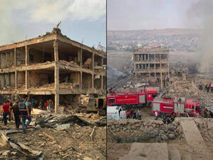 A car bomb struck a police headquarters in the southeastern town of Cizre in Turkey. (Twitter)