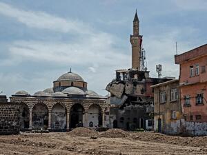 Damaged houses and a mosque are pictured in the historical district in Diyarbakir, southeastern Turkey, on May 5, 2016, following clashes between Turkish forces and Kurdish militants. (AFP/Ilyas Akengin) Damaged houses and a mosque are pictured in the historical district in Diyarbakir, southeastern Turkey, on May 5, 2016, following clashes between Turkish forces and Kurdish militants. (AFP/Ilyas Akengin)
