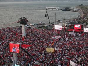 People gather for a rally in Gundogdu Square in Izmir on August 4, 2016, protesting against the failed July 15 military coup attempt, with the participation of Republican People's Party (CHP) leader Kemal Kilicdaroglu (not pictured). (AFP/File) People gather for a rally in Gundogdu Square in Izmir on August 4, 2016, protesting against the failed July 15 military coup attempt, with the participation of Republican People's Party (CHP) leader Kemal Kilicdaroglu (not pictured). (AFP/File)