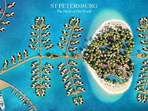 St Petersburg Island will be surrounded by 90 floating seahorse villas, each connected to the island via floating jetties. (THOE)