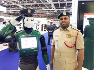 A future police robot is seen in Dubai. (Twitter)