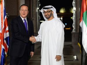 Prime Minister David Cameron in 2013 with the Crown Prince of Abu Dhabi Sheikh Mohamed bin Zayed Al Nahyan. (Stefan Rousseau)