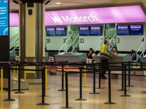 Checking out of checking in: An empty Monarch Airlines departures area at Birmingham airport, England. (AFP/ File)