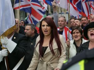 Jayda Fransen, the deputy leader of Britain First, was in 2016 convicted of religiously aggravated harassment of a Muslim woman. (AFP/ File Photo)
