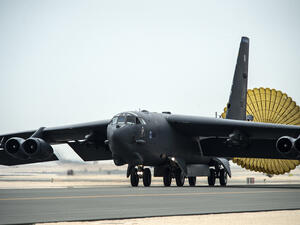 U.S. Air Force B-52 Stratofortress aircraft from Barksdale Air Force Base, Louisiana, arrives at Al Udeid Air Base, Qatar, April 9, 2016. (U.S. Air Force/Tech. Sgt. Corey Hook) U.S. Air Force B-52 Stratofortress aircraft from Barksdale Air Force Base, Louisiana, arrives at Al Udeid Air Base, Qatar, April 9, 2016. (U.S. Air Force/Tech. Sgt. Corey Hook)