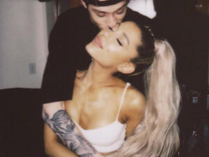 Ariana Grande with fiance Pete Davidson. (Ariana Grande / Instagram)