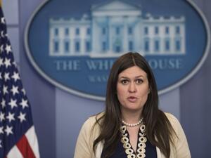 American press secretary Sarah Sanders says the 'typo' glitch was rectified quickly on White House website, (AFP/ File)