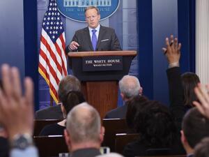 White House press secretary Sean Spicer takes questions on Monday (Mandel Ngan/AFP)