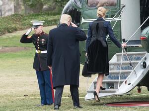 President Trump following news of US marine's death during Yemen operation (Nicholas Kamm/AFP)