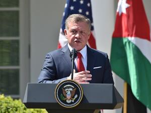 Jordan's King Abdullah II speaks during a joint press conference with US President Donald Trump in the Rose Garden at the White House on April 5, 2017 in Washington,DC. (AFP/Nicholas Kamm)