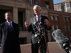 Virginia Attorney General Mark Herring speaks to the media after a hearing February 10, 2017 in front of a US District Court in Alexandria, Virginia. Herring attended the hearing for a request he filed to block the travel ban executive order issued by President Donald Trump. (AFP/Alex Wong)