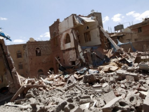 Destruction in Sanaa, Yemen after an airstrike. (AFP/File)