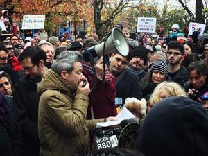 Ad-Rock leading the rally on Sunday. (Consequence of Sound)
