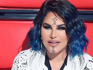 Ahlam sported patterned clothes and added some drawings to her face (Source: ahlamalshamsi - Instagram)