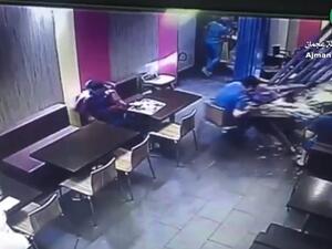 A driver plowed her vehicle into a restaurant in Ajman when she hit the gas pedal instead of the brakes. (Twitter)