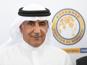 Mohammed Khalfan al-Romaithi, chairman of the United Aarab Emirates' General Authority for Sports, smiles during a press conference in Abu Dhabi in which he announced his candidacy for the presidency of the Asian Football Confederation on March 7, 2019i. Abu Dhabi's former police chief announced he was officially running for president of the AFC, vowing to "make football fair". The AFC election for the next president will take place on April 6.