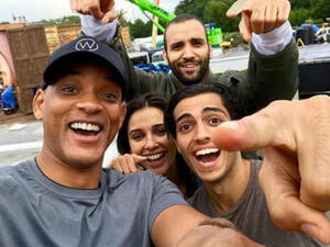 Will Smith is set to play Genie, The cast also includes Naomi Scott as Princess Jasmine and the Tunisian-Dutch Actor Marwan Kenzari as the evil vizier Jafar. (Source: aladdinfilm - Instagram)