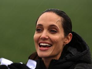 Jolie during her visit to a Syrian refugee camp last week. (AFP/Patrick Baz)