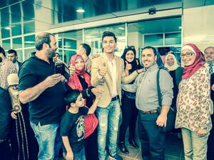Assaf outside The King Hussein Cancer Center. (Ibrahim Alalami/Facebook)
