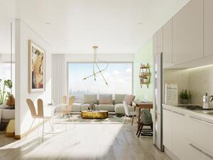 One-bedroom apartments can be bought for 54 bitcoins (or $250,000). (Photo courtesy of Aston Plaza)