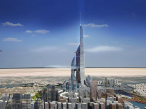 The building will be a vertical city, and will even have its own transport system. But given the current situation in the country, will it ever be completed? (Twitter)