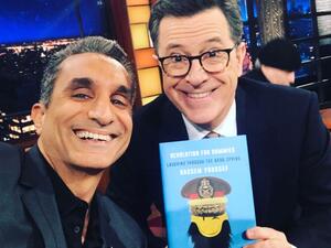 The Egyptian comedian was a guest on Colbert's show on Wednesday night. (Facebook)