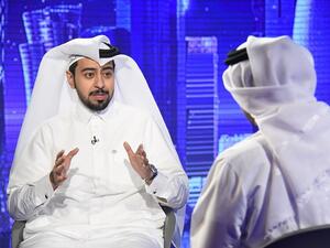 Mohammed Al-Jefairi showcasing his Deaf Interactive Robotic Teacher innovation to the Stars of Science jury.