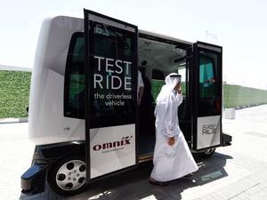 A driverless vehicle can be seen on trial during a public transport congress in Dubai in 2016. (Photo: Gulf News)